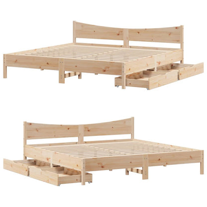 Bed Frame with Drawers 200x200 cm Solid Wood Pine