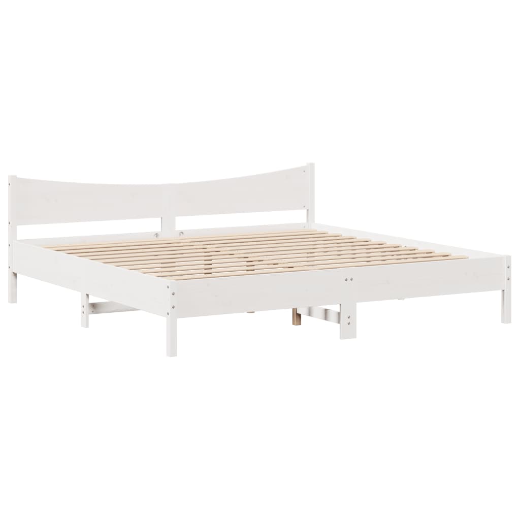 Bed Frame with Drawers White 200x200 cm Solid Wood Pine