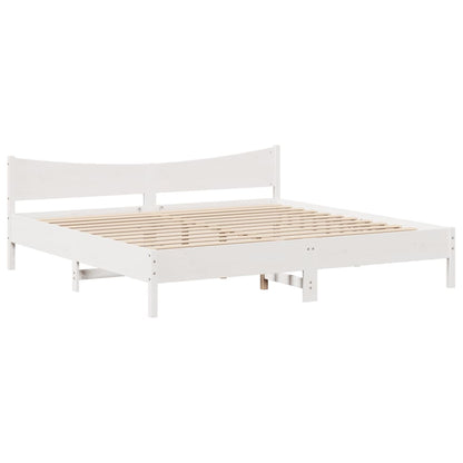 Bed Frame with Drawers White 180x200 cm Super King Solid Wood Pine