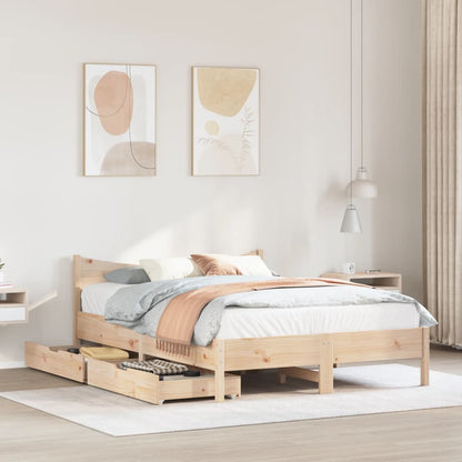 Bed Frame with Drawers 150x200 cm King Size Solid Wood Pine