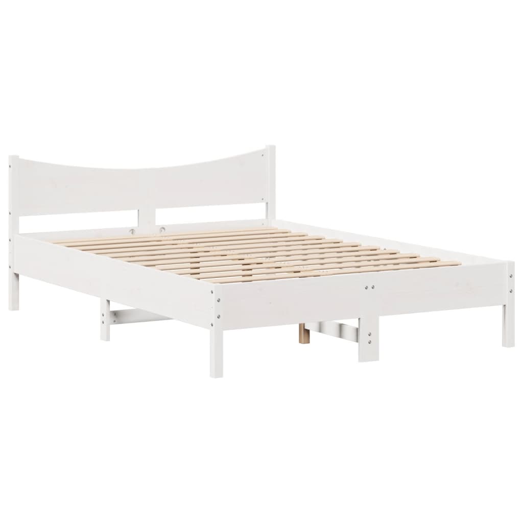 Bed Frame with Drawers White 150x200 cm King Size Solid Wood Pine