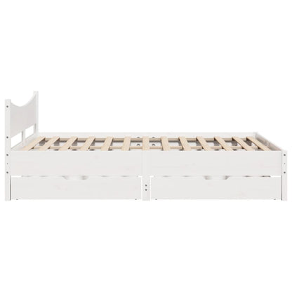 Bed Frame with Drawers White 140x200 cm Solid Wood Pine