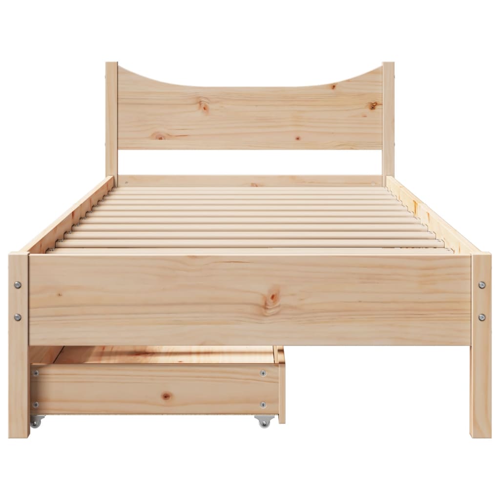 Bed Frame with Drawers 100x200 cm Solid Wood Pine