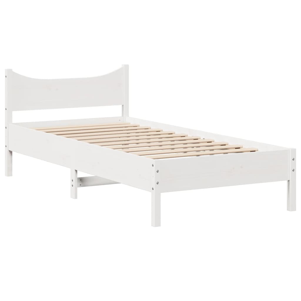 Bed Frame with Drawers White 100x200 cm Solid Wood Pine