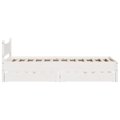 Bed Frame with Drawers White 100x200 cm Solid Wood Pine