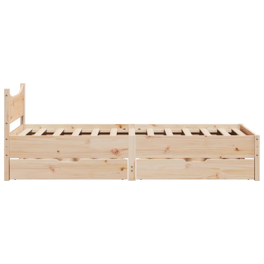 Bed Frame with Drawers 90x200 cm Solid Wood Pine