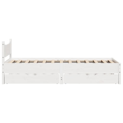 Bed Frame with Drawers White 90x200 cm Solid Wood Pine