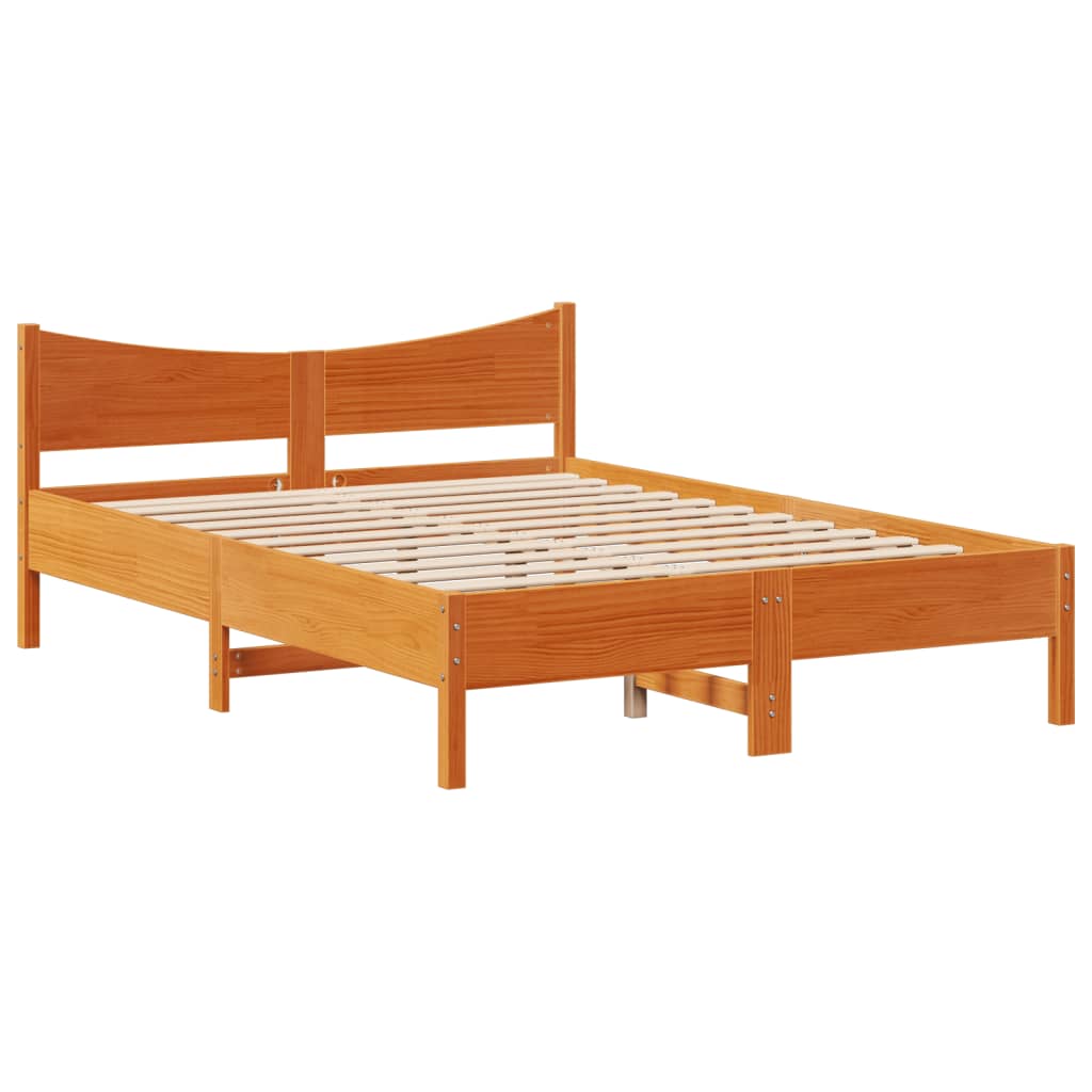 Bed Frame with Drawers Wax Brown 140x190 cm Solid Wood Pine