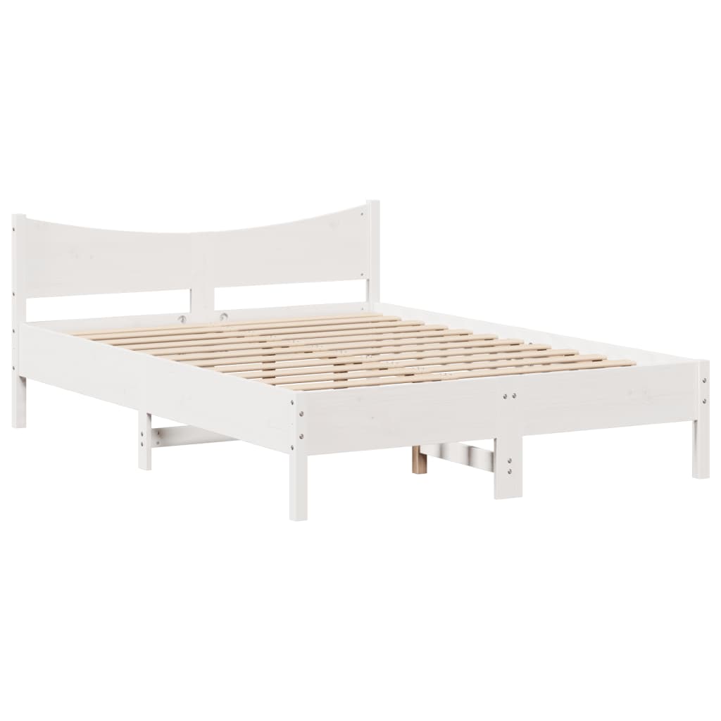 Bed Frame with Drawers White 135x190 cm Double Solid Wood Pine