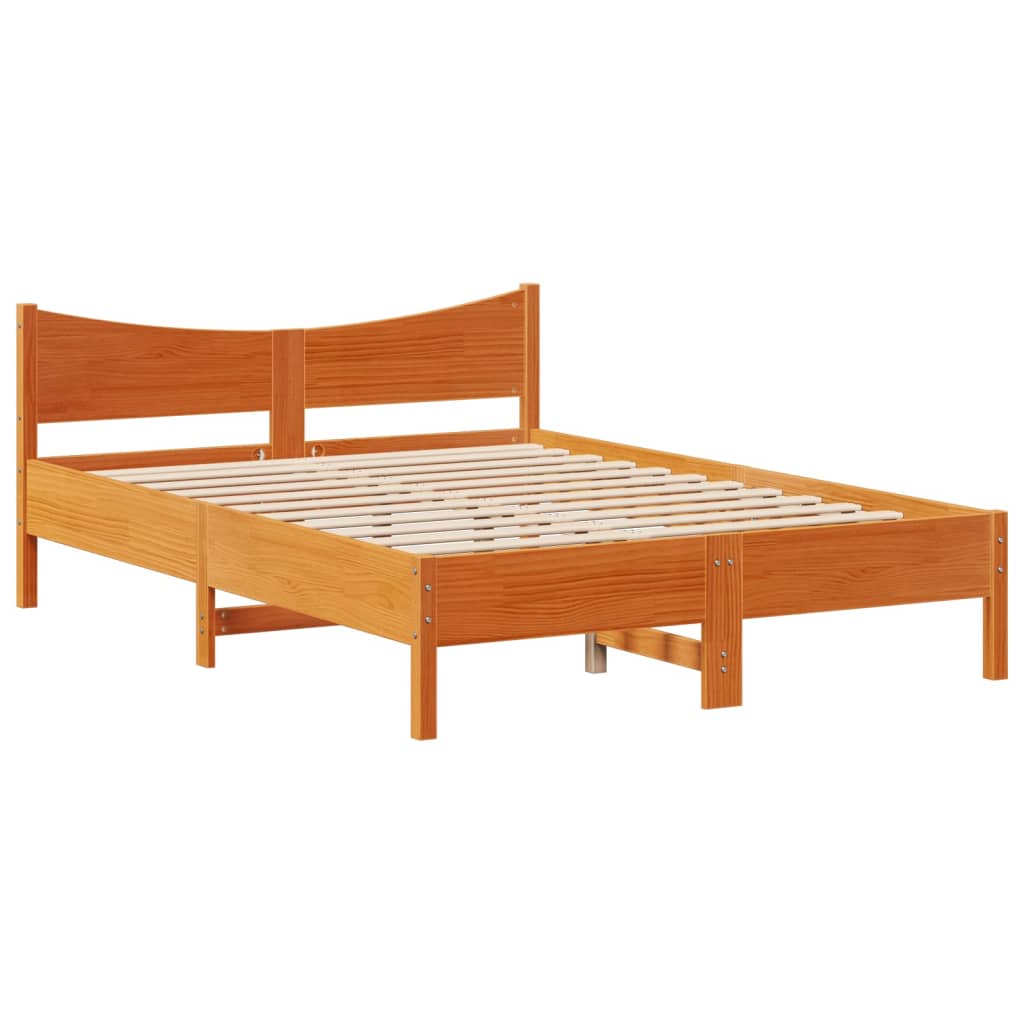 Bed Frame with Drawers Wax Brown 135x190 cm Double Solid Wood Pine