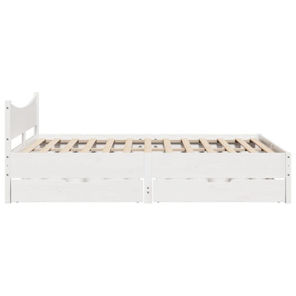 Bed Frame with Drawers White 120x190 cm Small Double Solid Wood Pine