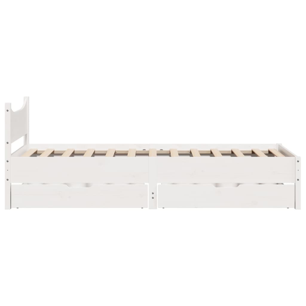 Bed Frame with Drawers White 90x190 cm Single Solid Wood Pine