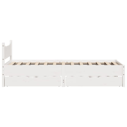 Bed Frame with Drawers White 75x190 cm Small Single Solid Wood Pine