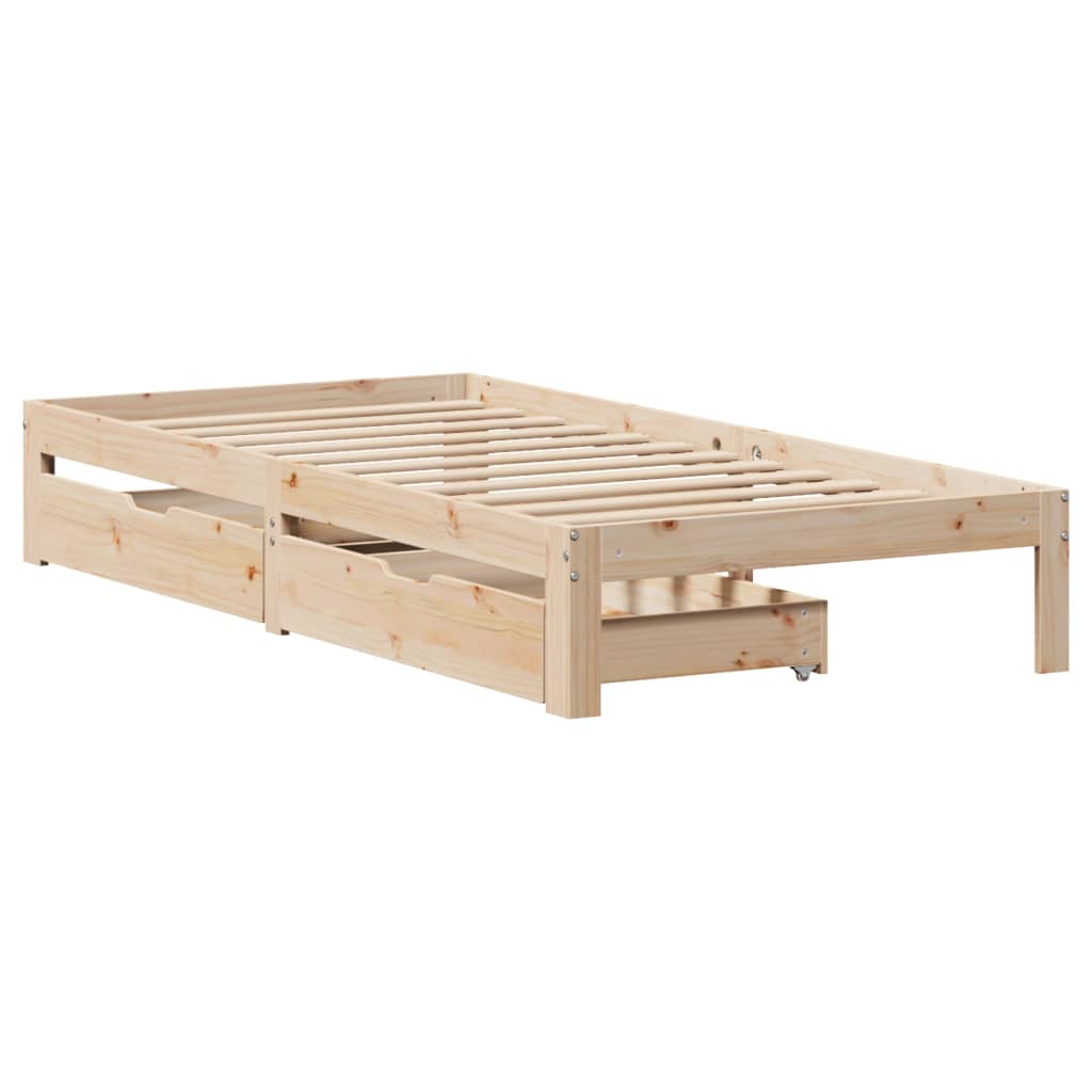 Bed Frame with Drawers without Mattress 75x190 cm Small Single