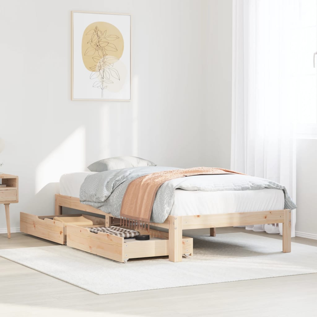 Bed Frame with Drawers without Mattress 75x190 cm Small Single