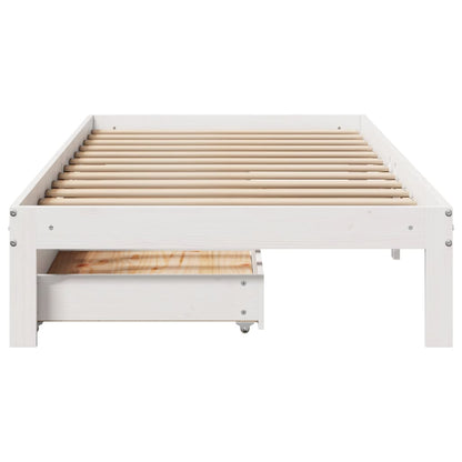 Bed Frame with Drawers without Mattress White 75x190 cm Small Single