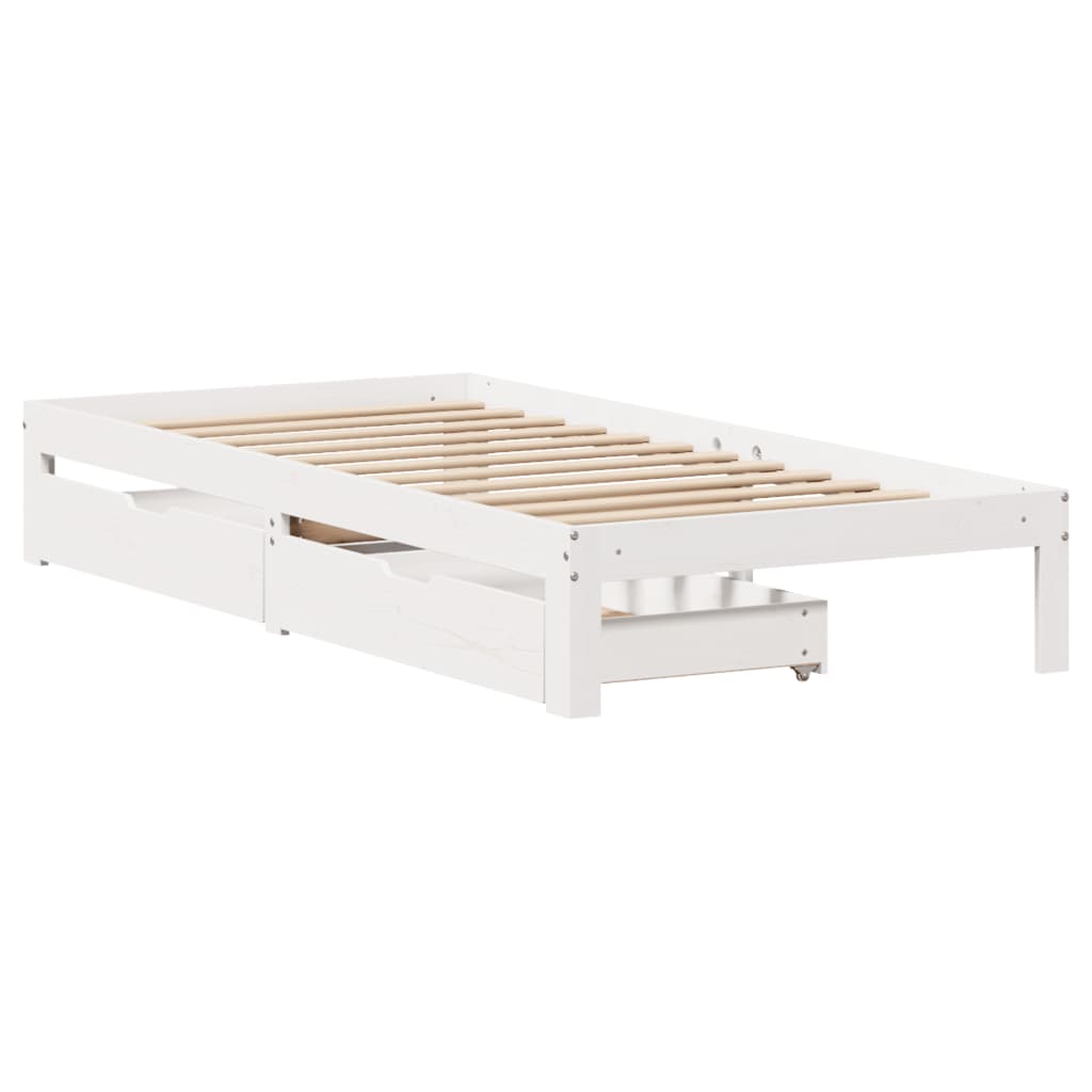 Bed Frame with Drawers without Mattress White 90x190 cm Single