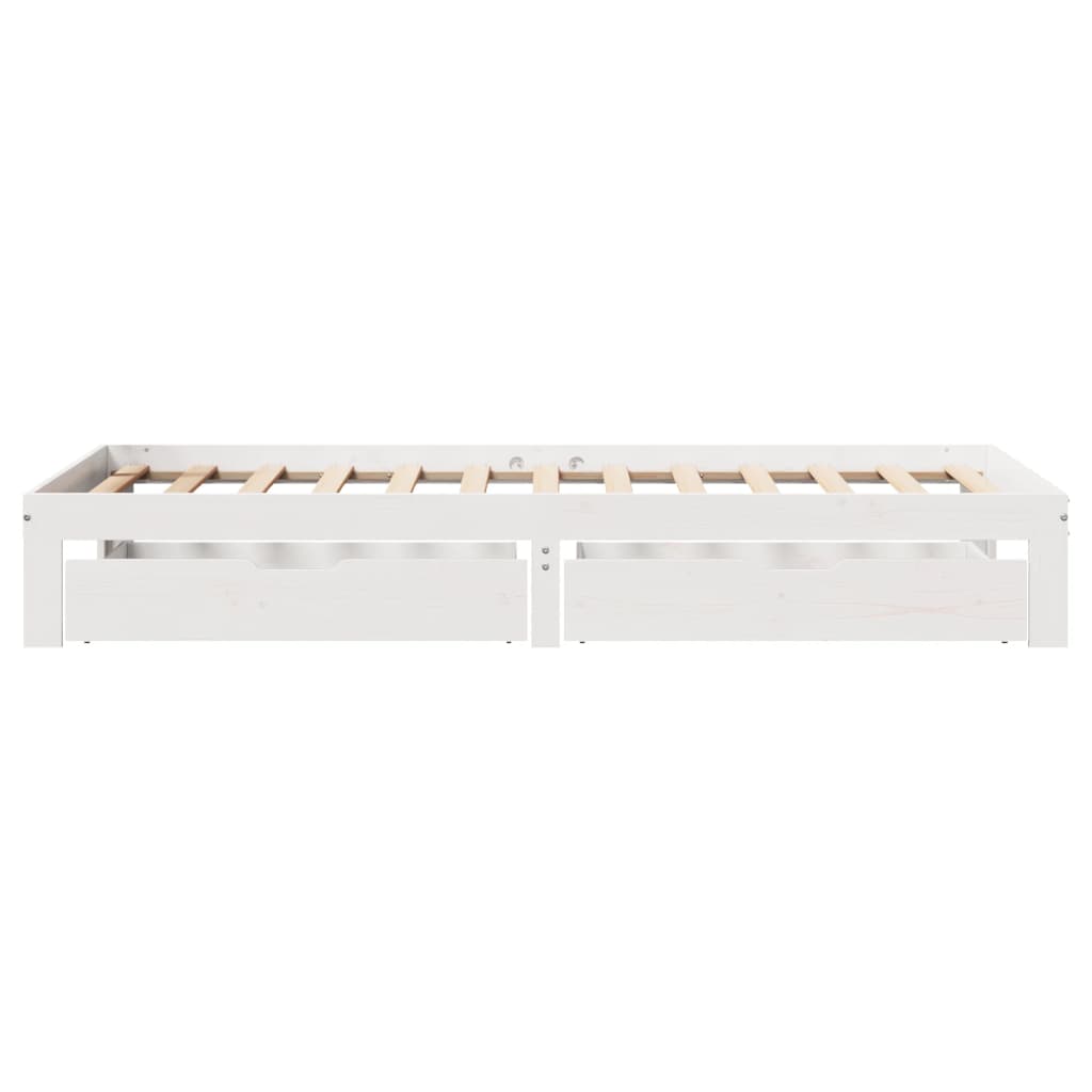 Bed Frame with Drawers without Mattress White 90x190 cm Single