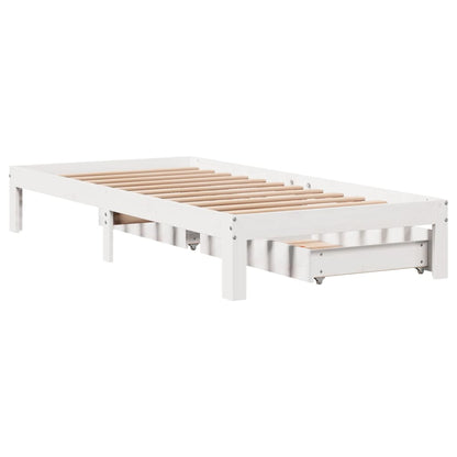 Bed Frame with Drawers without Mattress White 90x190 cm Single