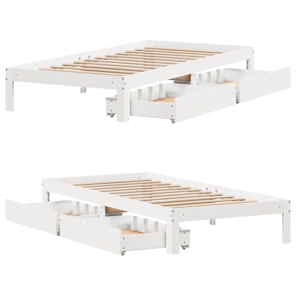 Bed Frame with Drawers without Mattress White 90x190 cm Single