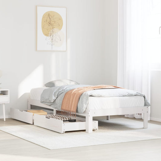 Bed Frame with Drawers without Mattress White 90x190 cm Single