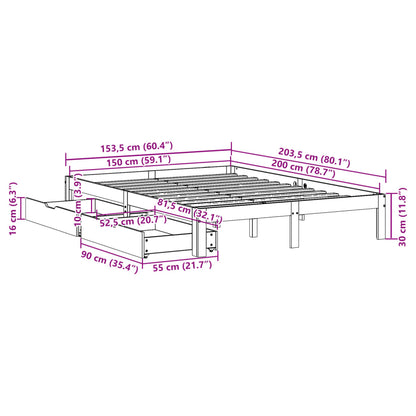 Bed Frame with Drawers without Mattress 150x200 cm King Size