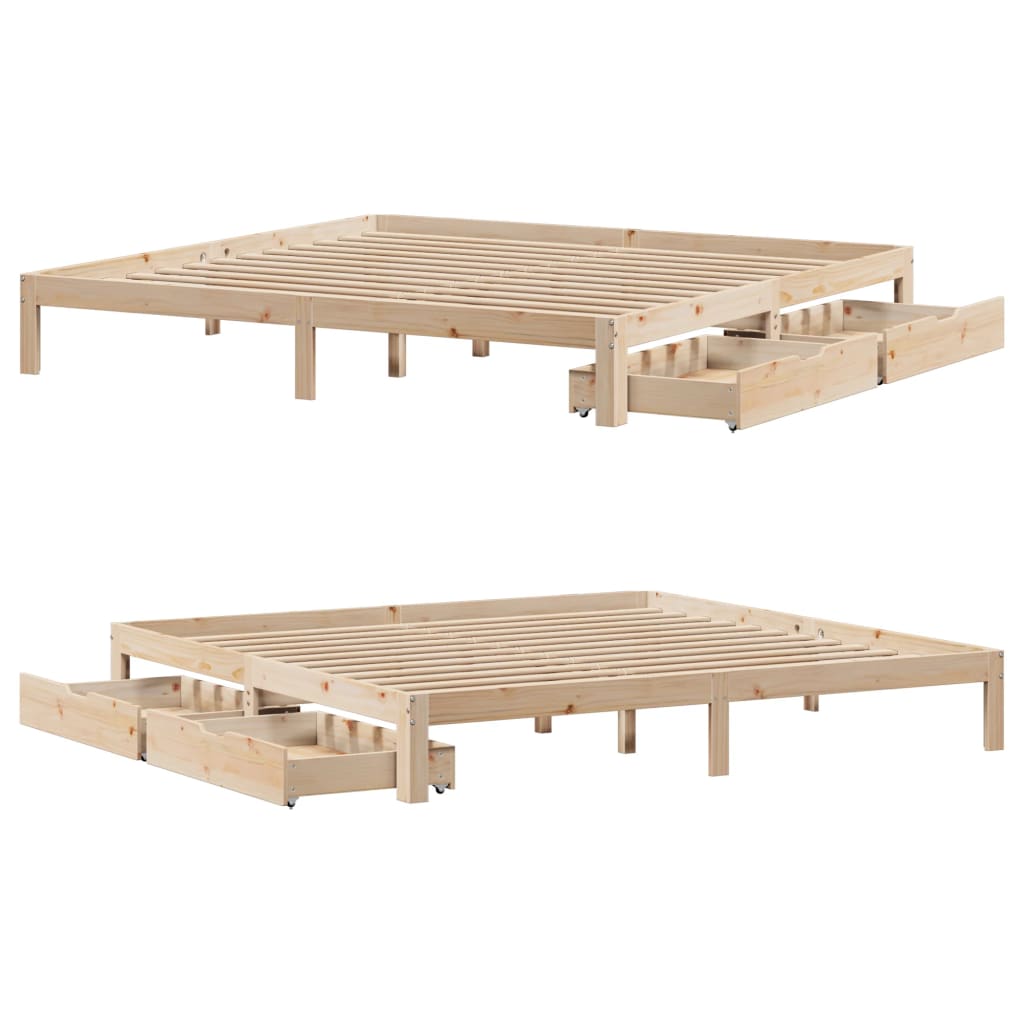 Bed Frame with Drawers without Mattress 200x200 cm