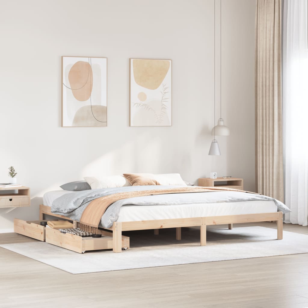 Bed Frame with Drawers without Mattress 200x200 cm