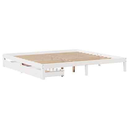 Bed Frame with Drawers without Mattress White 200x200 cm