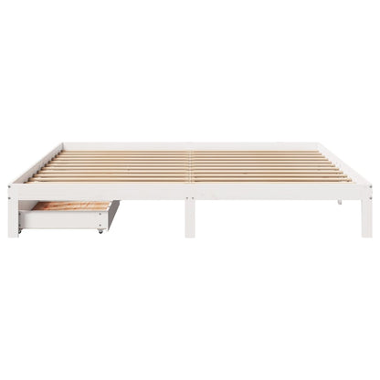 Bed Frame with Drawers without Mattress White 200x200 cm