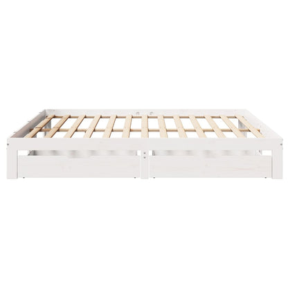 Bed Frame with Drawers without Mattress White 200x200 cm