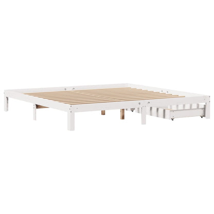 Bed Frame with Drawers without Mattress White 200x200 cm