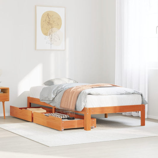 Bed Frame with Drawers without Mattress Wax Brown 90x190 cm Single