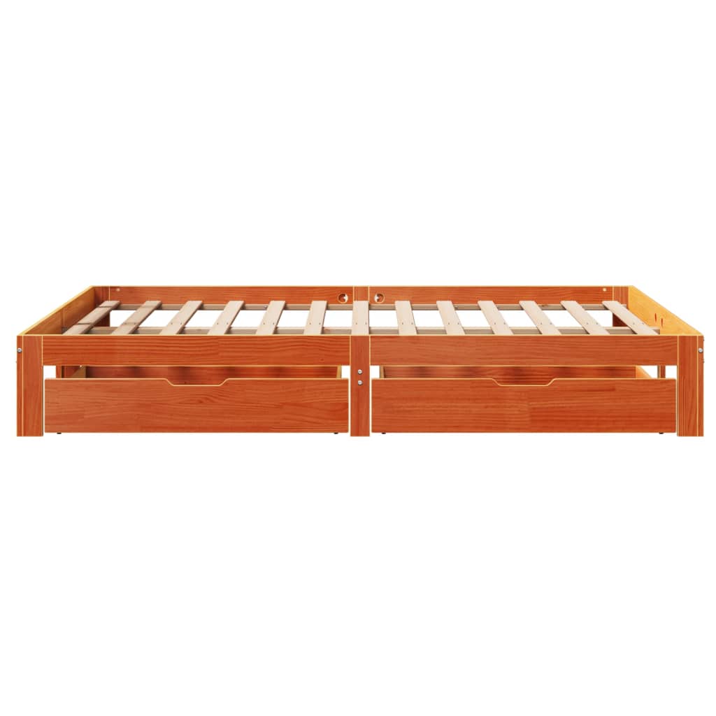 Bed Frame with Drawers Wax Brown 120x190 cm Small Double Solid Wood Pine