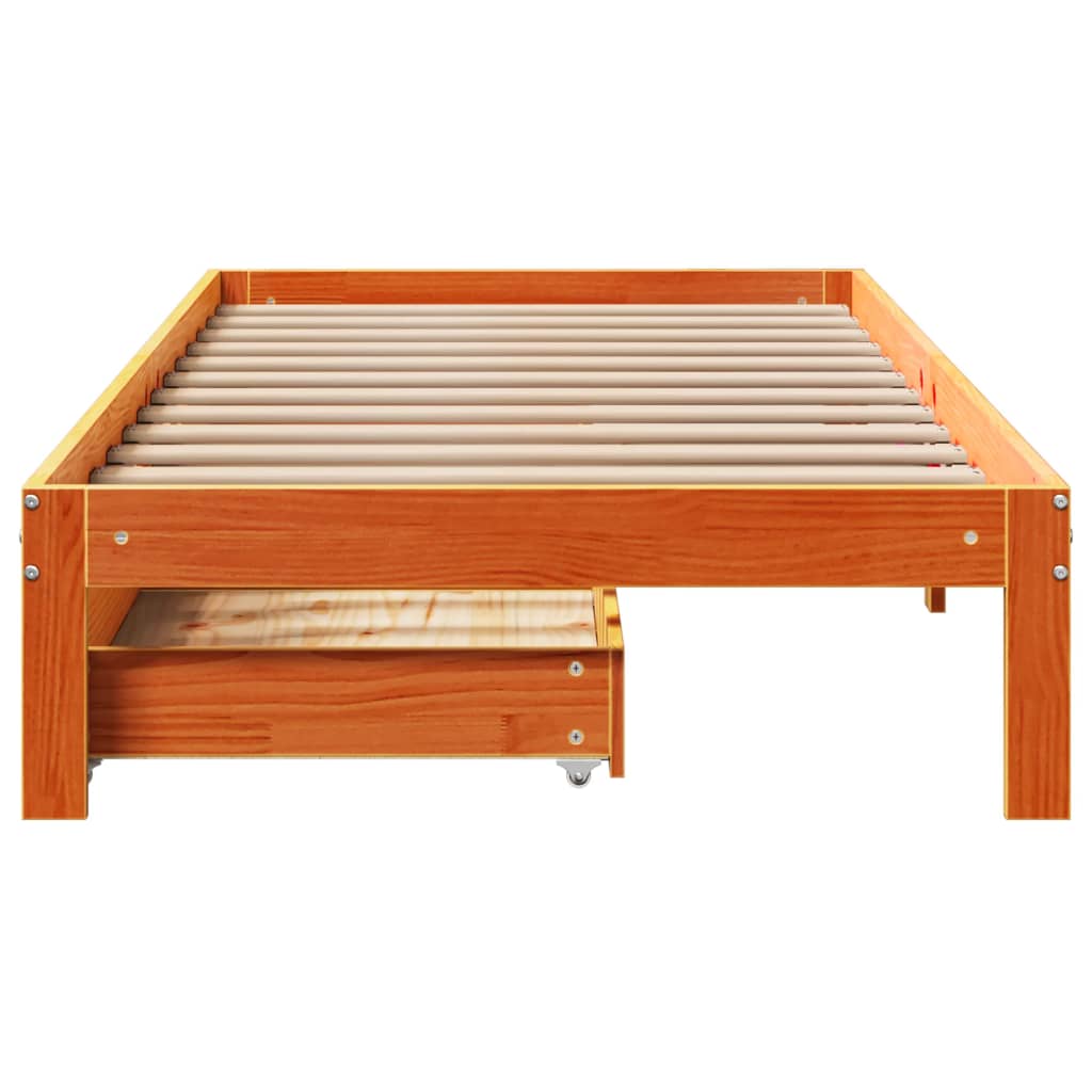 Bed Frame with Drawers without Mattress Wax Brown 90x200 cm