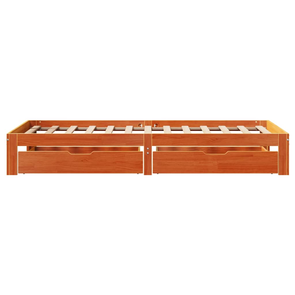 Bed Frame with Drawers without Mattress Wax Brown 90x200 cm