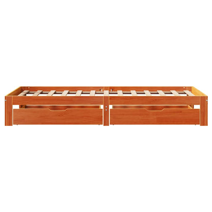 Bed Frame with Drawers without Mattress Wax Brown 90x200 cm