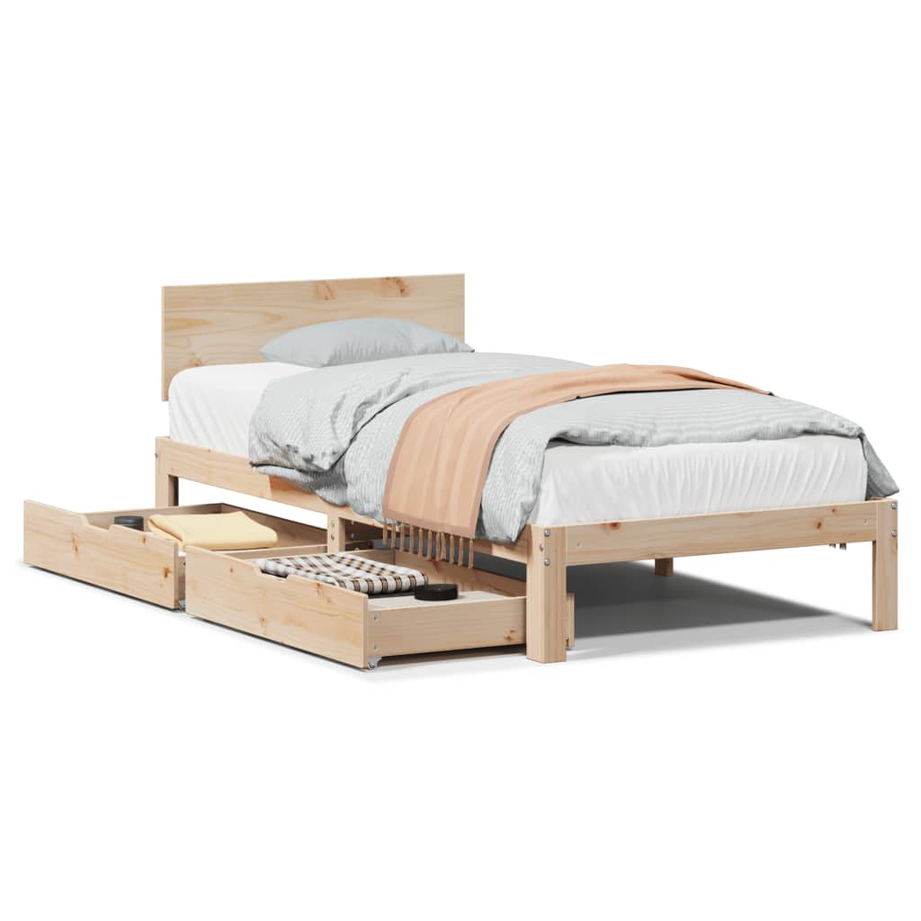 Bed Frame with Drawers without Mattress 75x190 cm Small Single