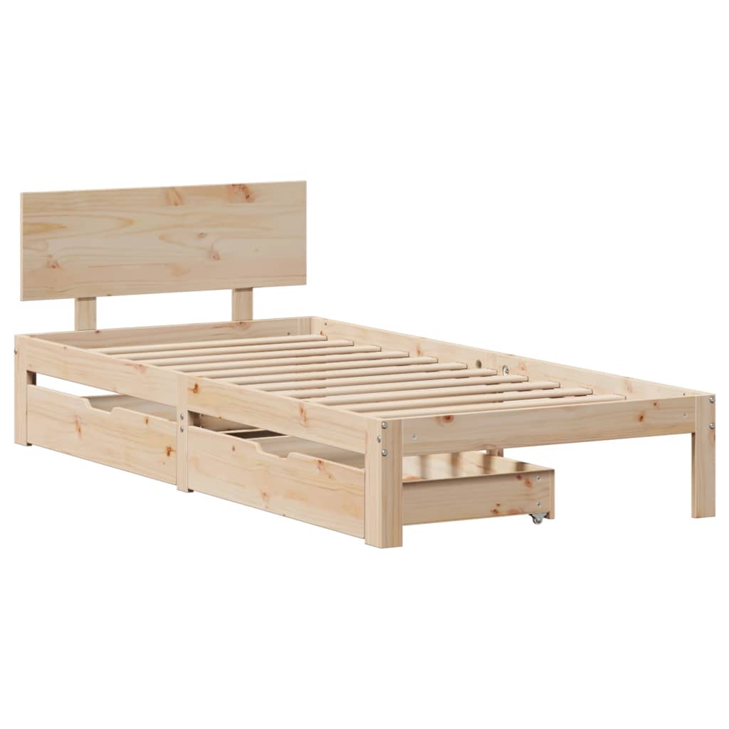 Bed Frame with Drawers without Mattress 75x190 cm Small Single