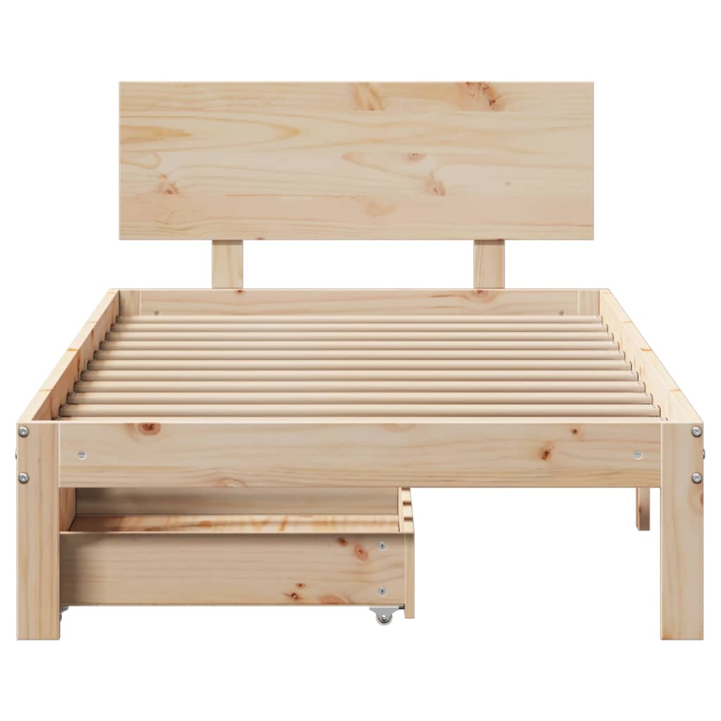 Bed Frame with Drawers without Mattress 75x190 cm Small Single