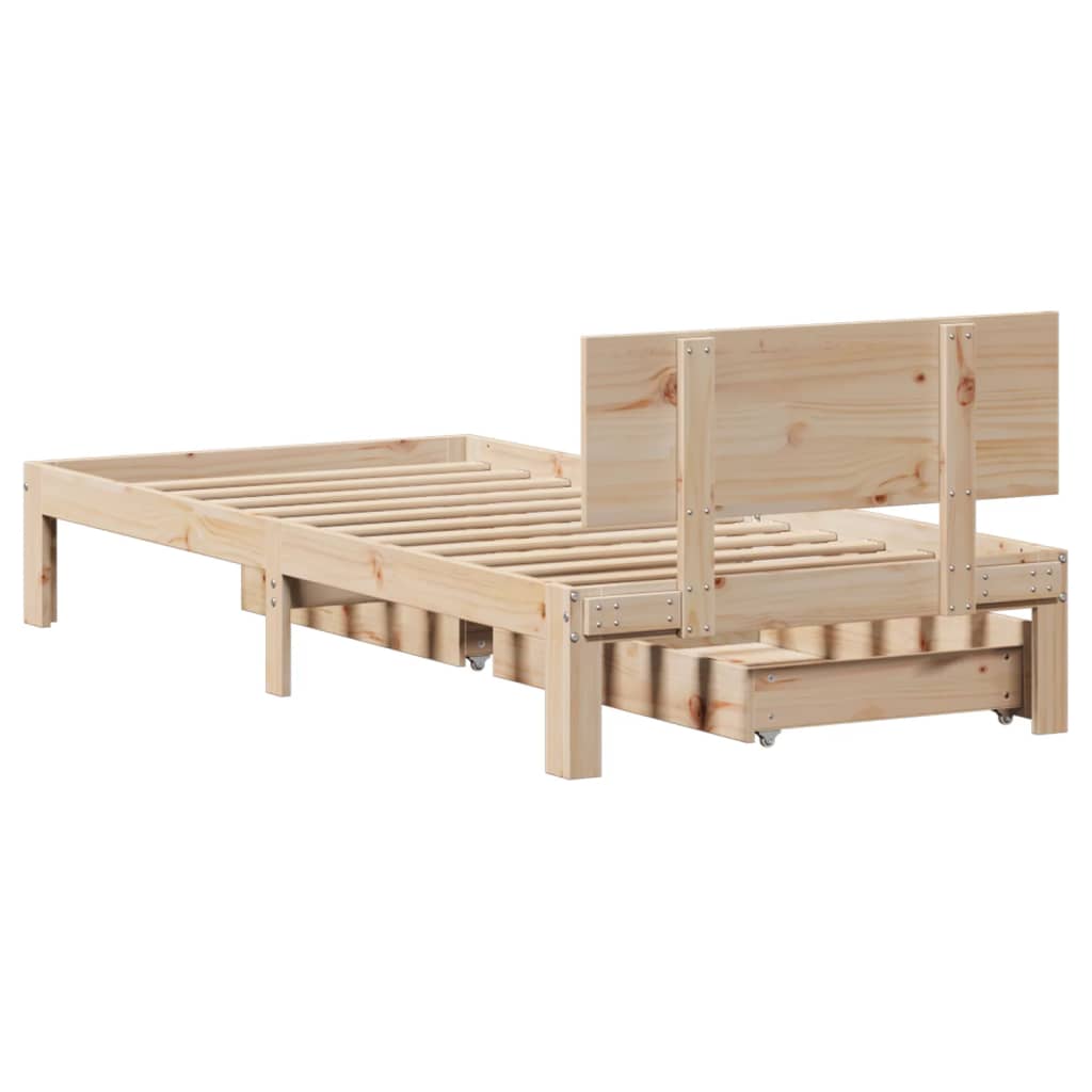 Bed Frame with Drawers without Mattress 75x190 cm Small Single