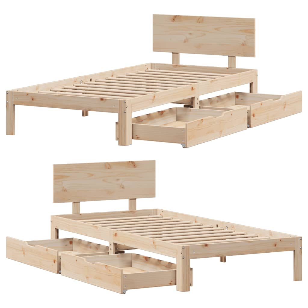 Bed Frame with Drawers without Mattress 75x190 cm Small Single