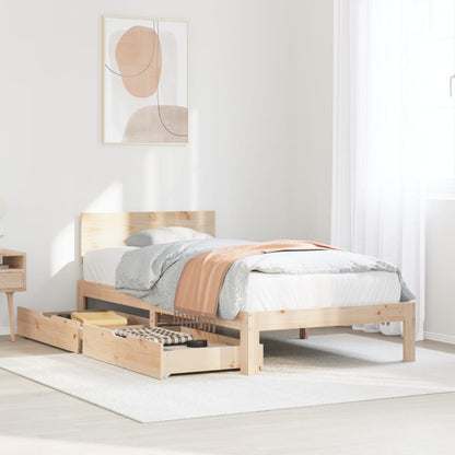 Bed Frame with Drawers without Mattress 75x190 cm Small Single