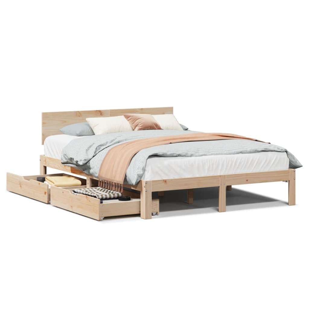 Bed Frame with Drawers without Mattress 120x190 cm Small Double