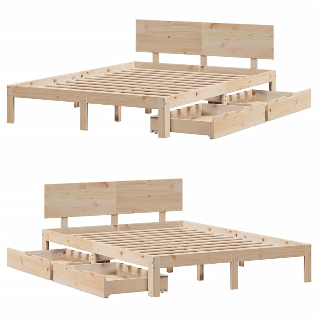 Bed Frame with Drawers without Mattress 120x190 cm Small Double