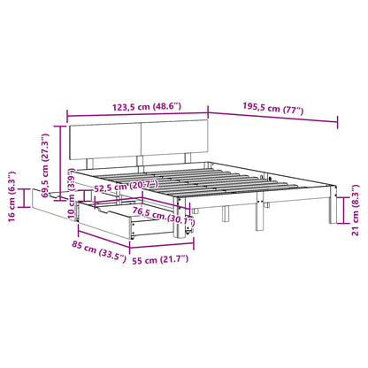 Bed Frame with Drawers without Mattress 120x190 cm Small Double