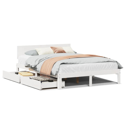 Bed Frame with Drawers without Mattress White 120x190 cm Small Double