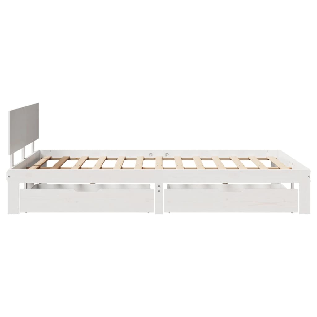 Bed Frame with Drawers without Mattress White 120x190 cm Small Double