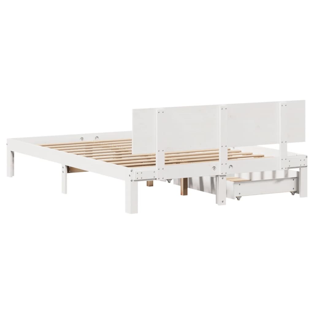 Bed Frame with Drawers without Mattress White 120x190 cm Small Double