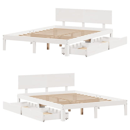 Bed Frame with Drawers without Mattress White 120x190 cm Small Double